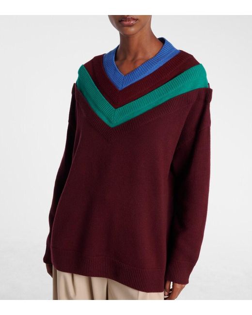 Loewe Red Trompe L'Oil Wool Sweater