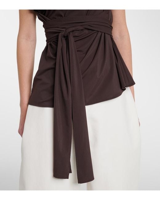 Rohe Brown One-Shoulder Jersey Wrap Top