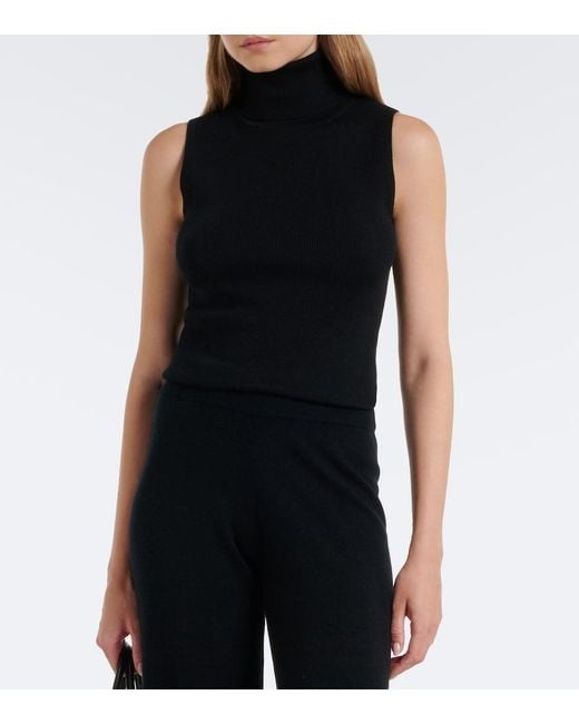 Jardin Des Orangers Black Ribbed-Knit Virgin Wool Turtleneck Top