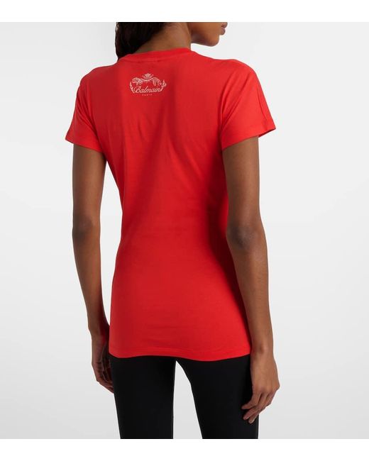 Camiseta De Jersey De Algodon Drapeado Balmain de color Red