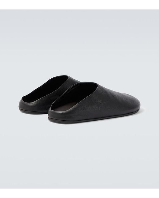 The Row Black Hudson Leather Mules for men