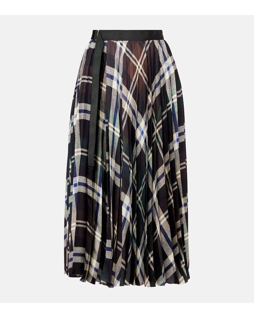Gonna Midi A Quadri di Sacai in Black