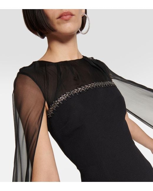 Safiyaa Black Gloria Silk And Crepe Gown