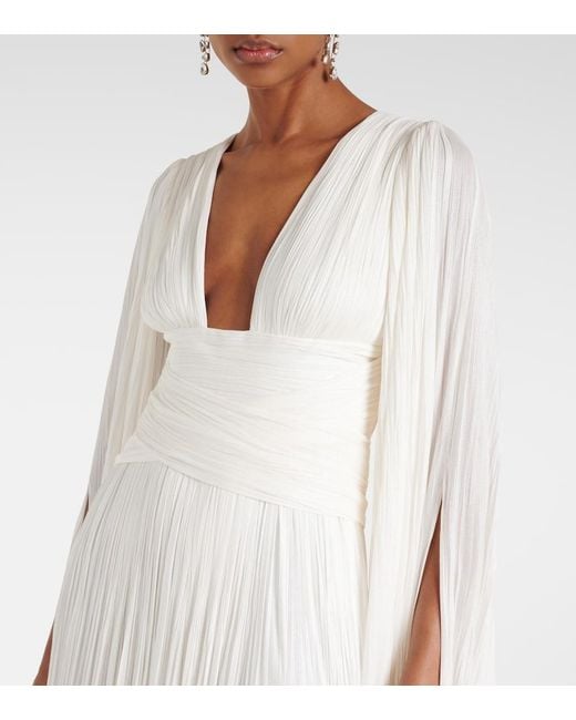Maria Lucia Hohan White Alana B Plisse Silk Maxi Dress