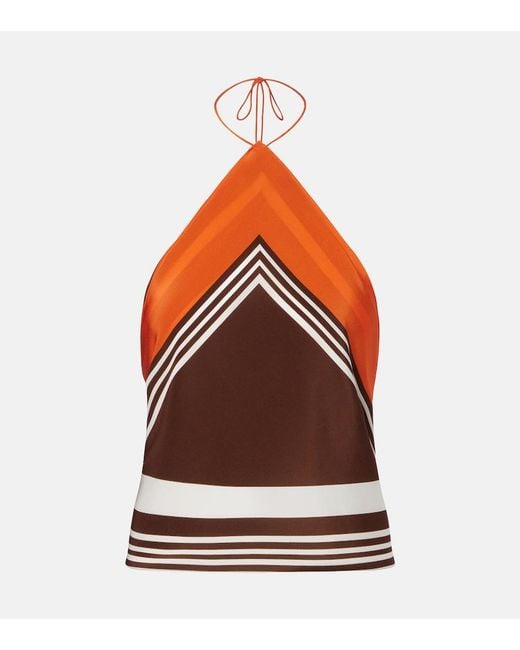 Sir Red Destino Striped Halterneck Silk Top