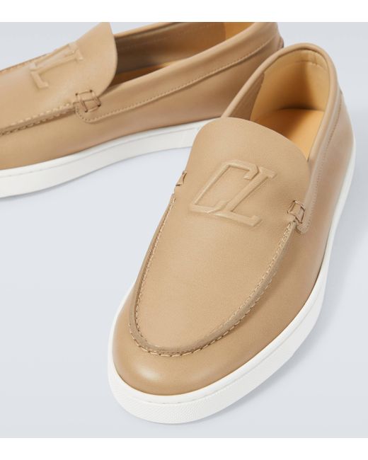 Christian Louboutin White Varsiboat Leather Loafers for men
