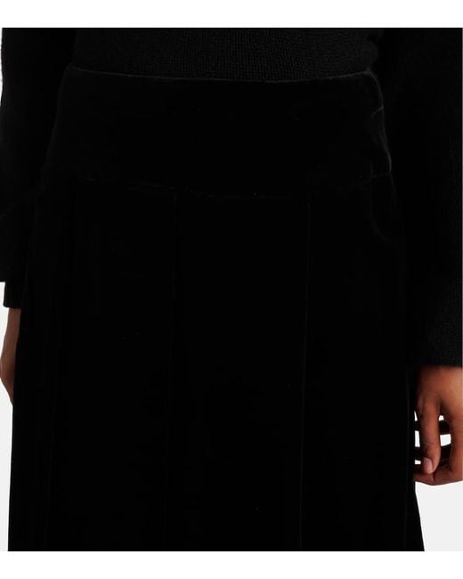 Max Mara Women's Black Paraggi Cotton Velvet Midi Skirt