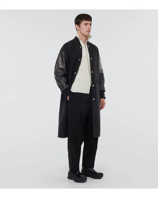 Jil Sander Black Cashmere And Leather Coat for men