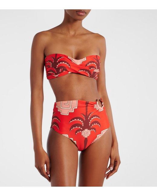 Johanna Ortiz Red Printed Bikini Top