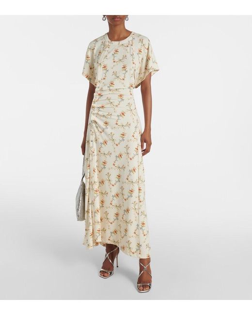Rabanne Metallic Floral Gathered Midi Dress