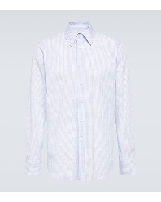 Canali White Checked Cotton Shirt for men