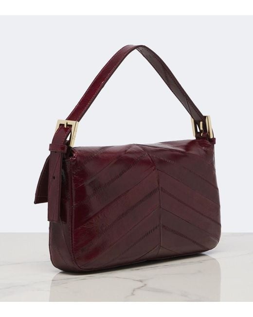 Fendi Purple Baguette 26424 Small Leather Shoulder Bag