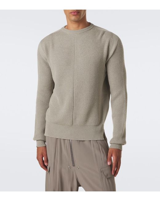 Rick Owens Gray Ribbed-Knit Virgin Wool Sweater for men