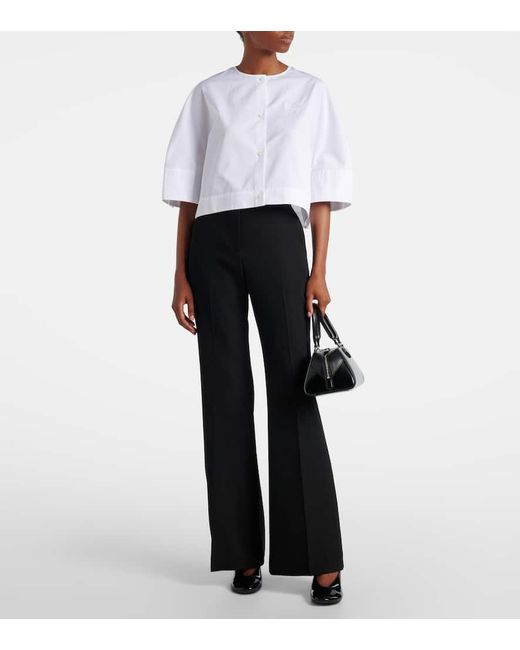 Givenchy Blue Mid-Rise Wool Flared Pants