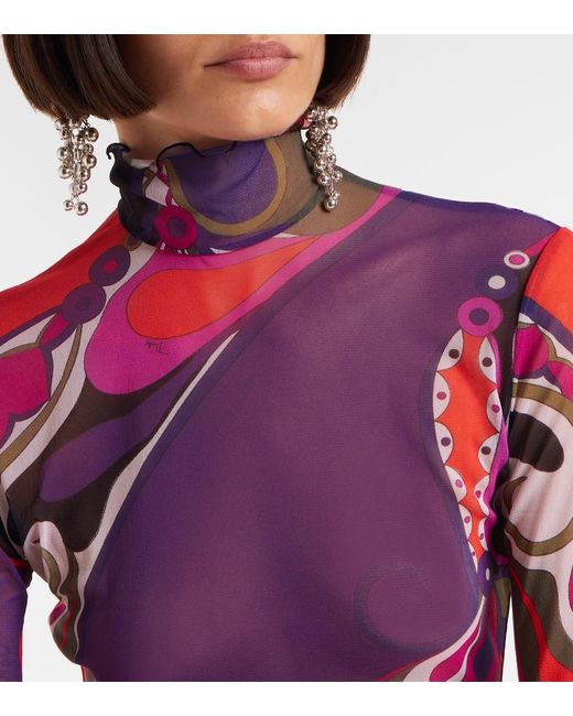 Emilio Pucci Purple Orchidee Tulle Top