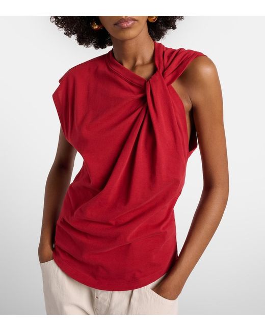 Isabel Marant Red Naydagz Draped Cotton Jersey Top