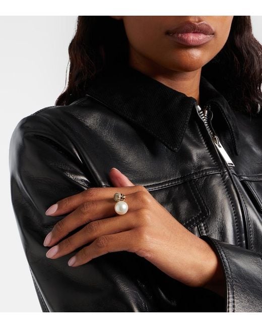 McQueen White Skull Embellished Ring
