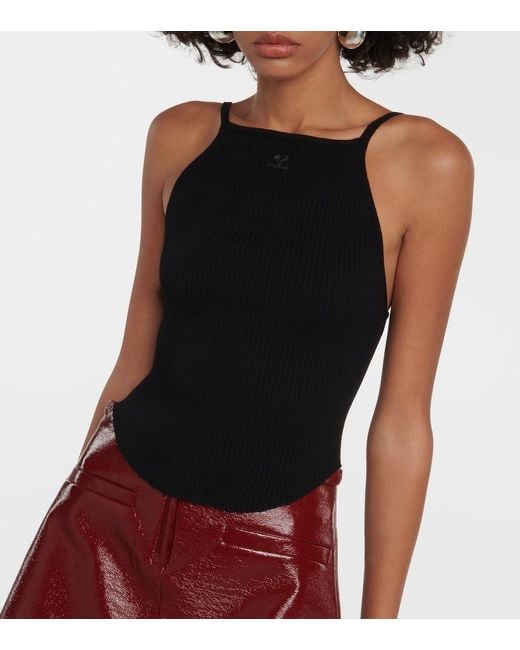 Top En Maille Cotelee Courreges en coloris Black