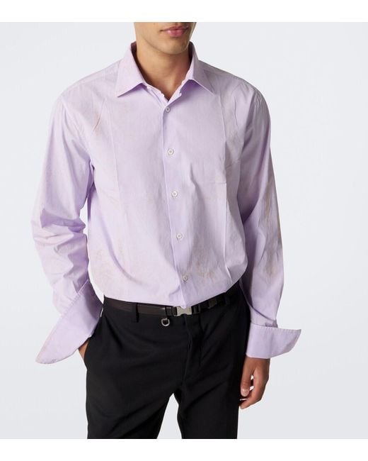 Prada Purple Printed Cotton Shirt for men