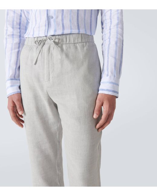 Frescobol Carioca Gray Oscar Linen And Cotton Straight Pants for men