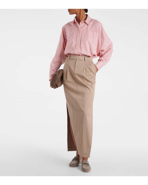 Camisa de algodon y seda oversized Brunello Cucinelli de color Pink