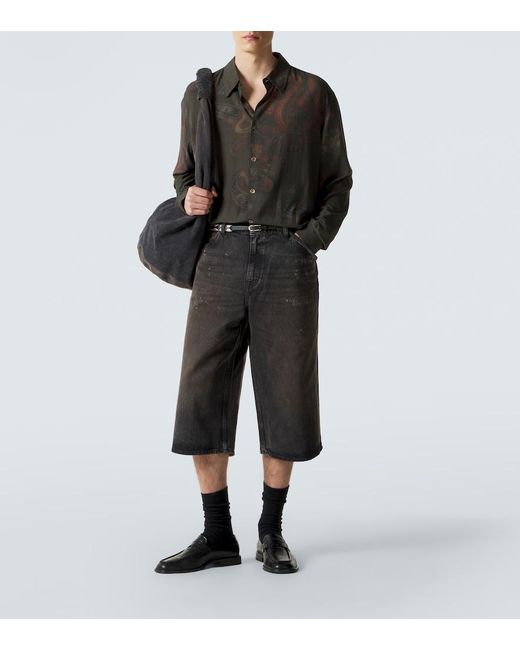 Our Legacy Gray Capri Cut Distressed Shorts for men