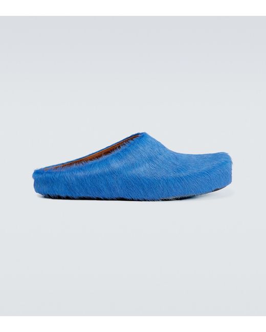 Marni Blue Fussbett Sabot Calf Hair Slippers for men