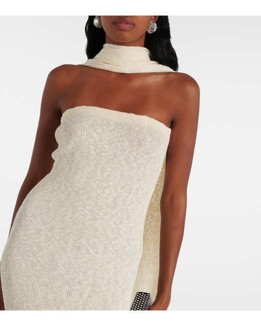 Magda Butrym White Scarf-Detail Linen And Cotton Maxi Dress