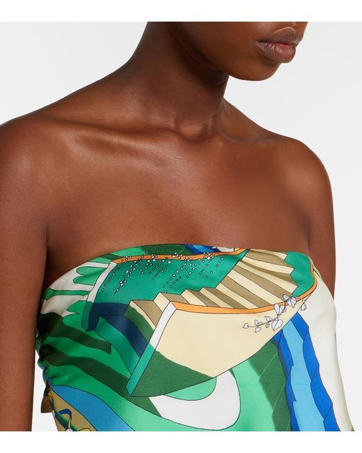Tory Burch Blue Printed Silk Top