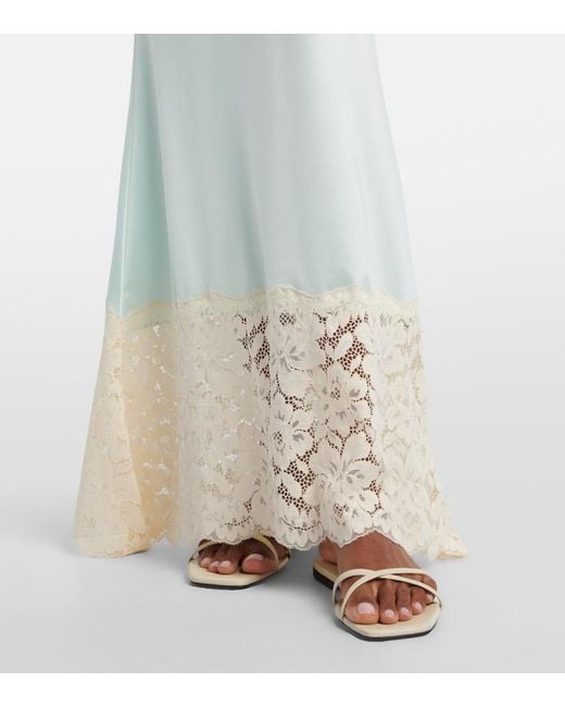 Montce Blue Natalia Lace-Trimmed Satin Slip Skirt