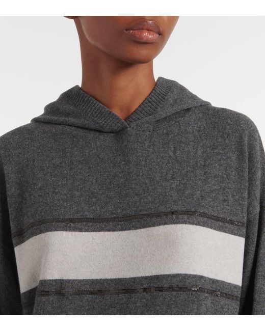 Brunello Cucinelli Gray Wool, Cashmere, And Silk Midi Dress