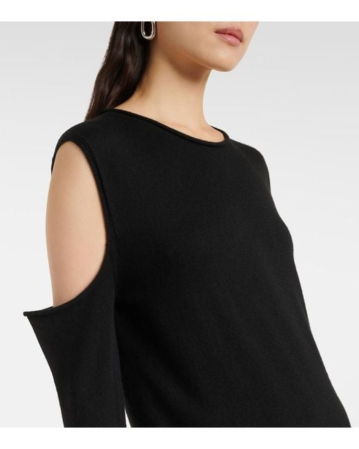 Rick Owens Black Caped Wool Maxi Dress
