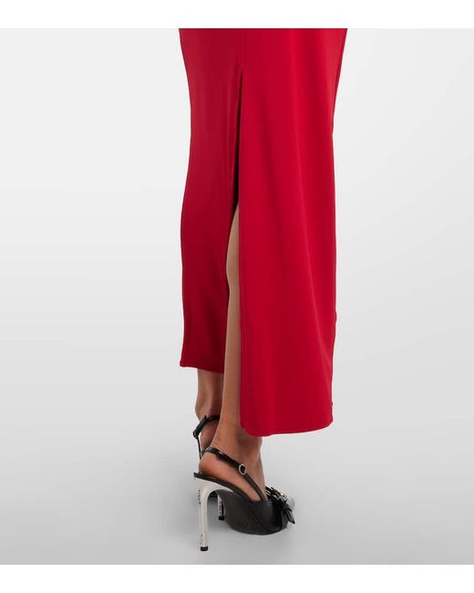 Courreges Red One-Shoulder Crepe Maxi Dress
