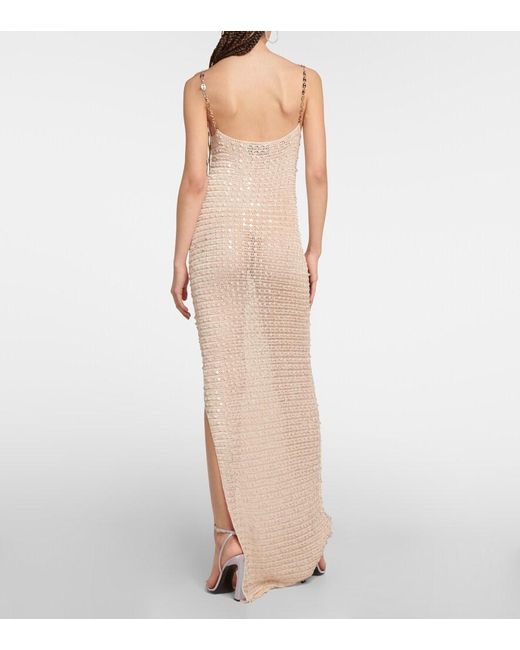 AYA MUSE White Vatia Sequined Knitted Maxi Dress