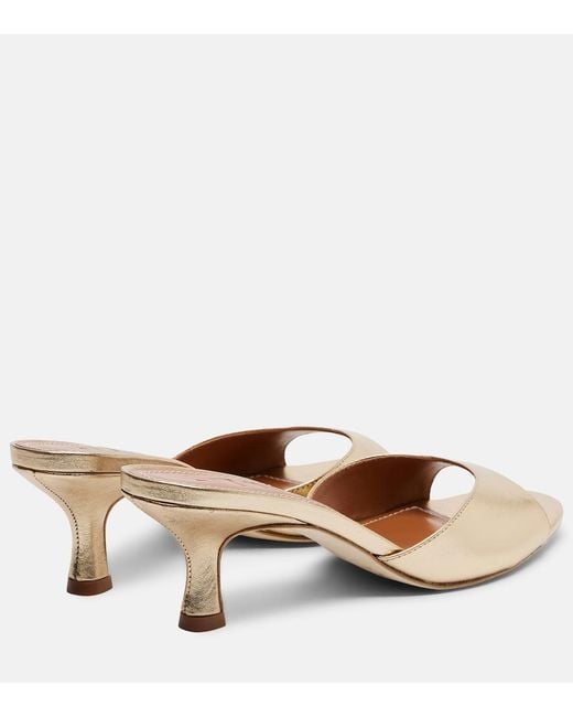 Staud Brown Brigitte 100 Metallic Leather Mules