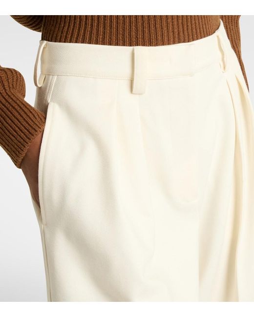 Max Mara White Molo Pleated Wool And Cotton-Blend Pants