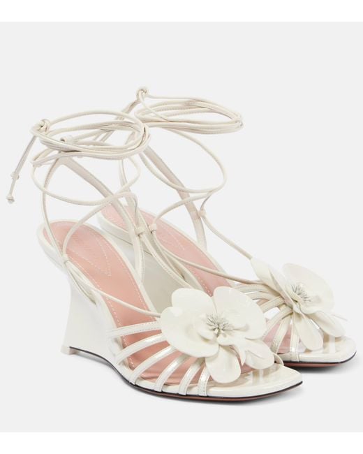 Zimmermann White Orchid 85 Leather Wedge Sandals