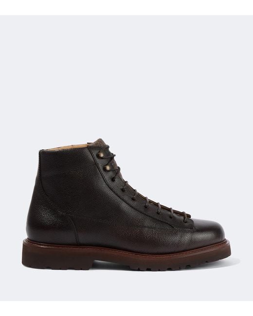 Brunello Cucinelli Brown Leather Lace-Up Boots for men
