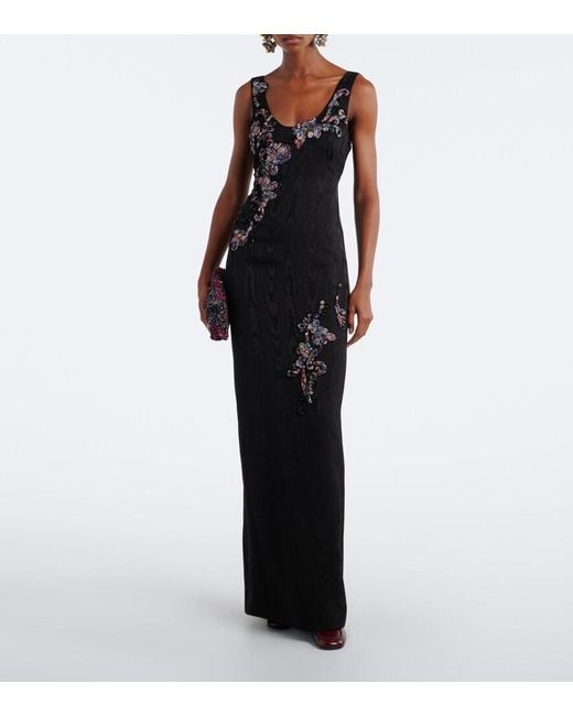 Dries Van Noten Black Applique Embellished Gown