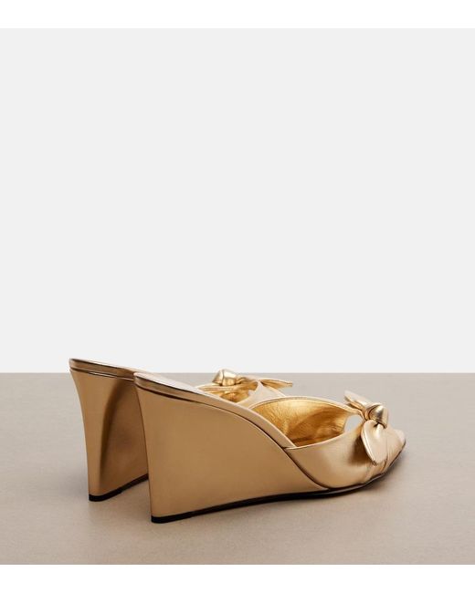 Jimmy Choo Natural Livi Metallic Leather Wedge Mules
