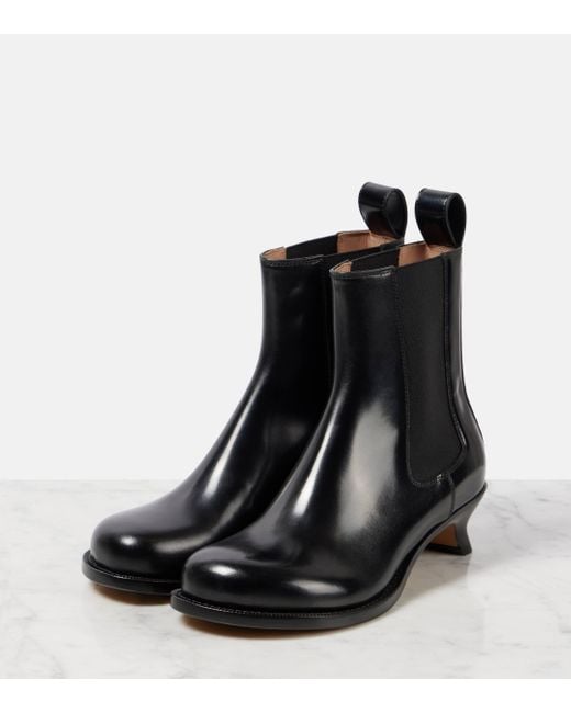 Loewe Black Campo 40 Brushed Leather Chelsea Boots