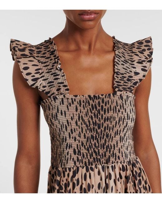 Rixo Brown Tiered Leopard-Print Cotton Maxi Dress