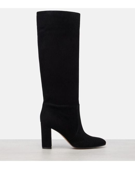Gianvito Rossi Black Glen 85 Suede Knee-High Boots