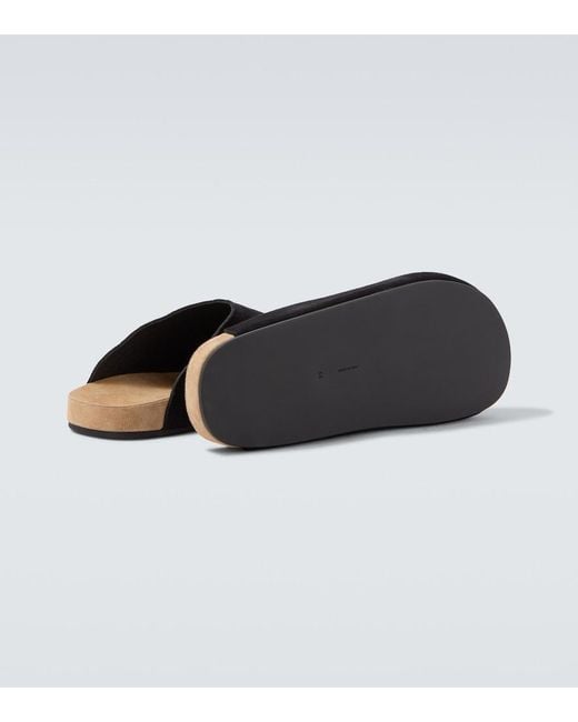 The Row Black New Lucca Suede Slip-On Shoes for men