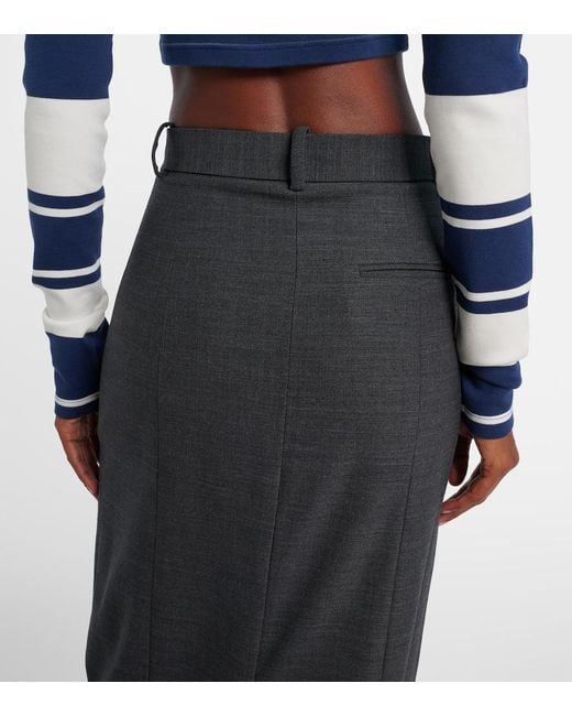 Acne Black High-Rise Wool-Blend Maxi Skirt