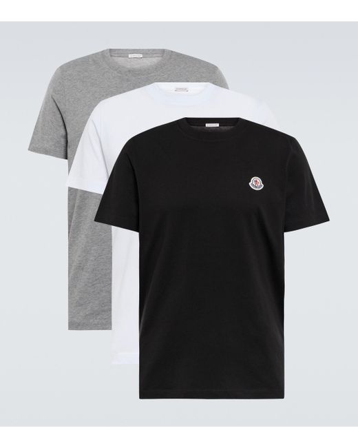 Moncler Set aus drei T-Shirt aus Baumwolle in Black für Herren