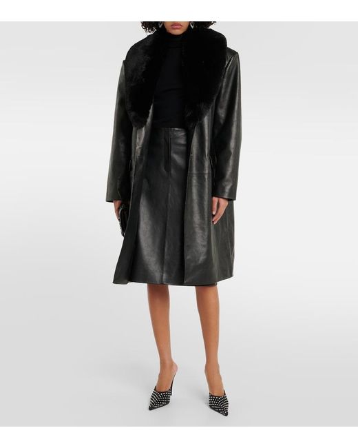 Magda Butrym Black Leather Midi Skirt