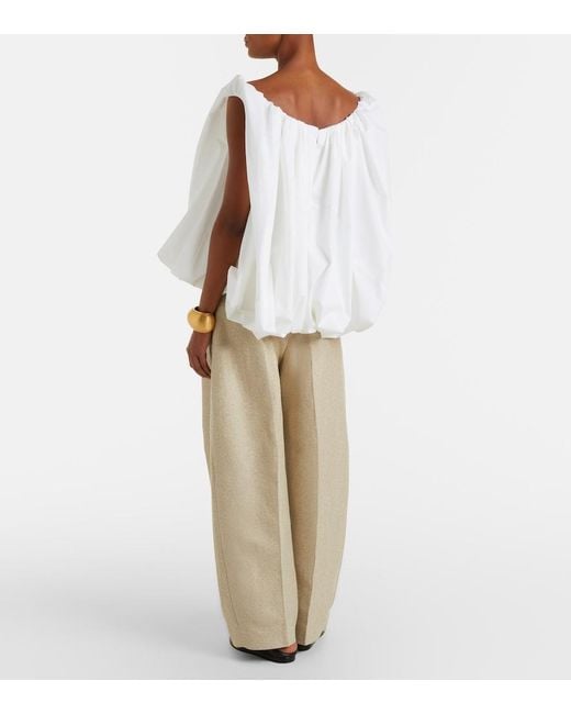 Jacquemus Natural Ovalo Cotton And Linen Barrel-Leg Pants