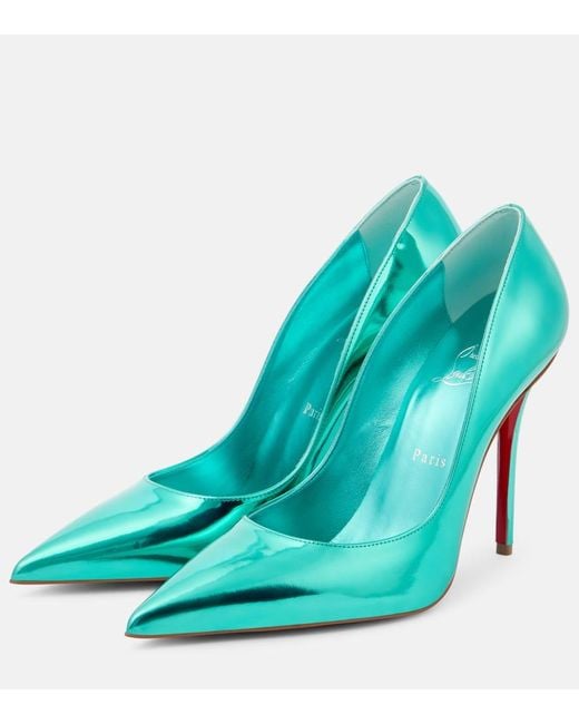 Christian Louboutin Blue Miss Z 100 Metallic Leather Pumps