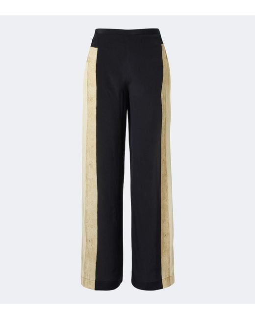 Sir Blue Sona Silk Wide-Leg Pants